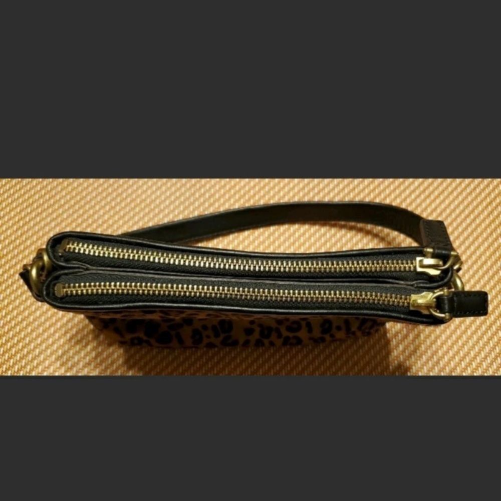 Fossil “Memoir”  Top Zip Calf Hair Cheetah Print Purse Bag Wristlet - Picture 13 of 15